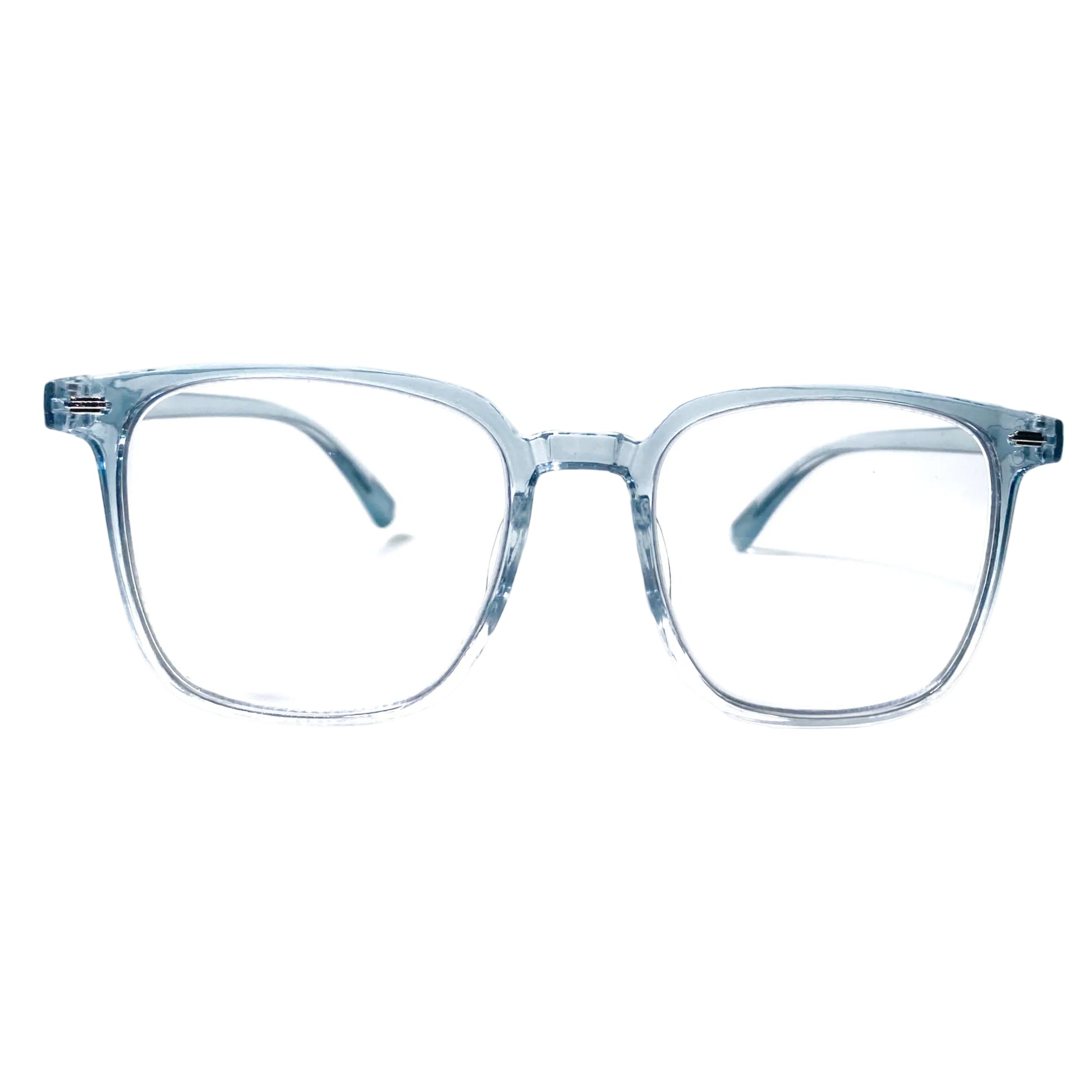 Gradient blue eyeglasses on a white background